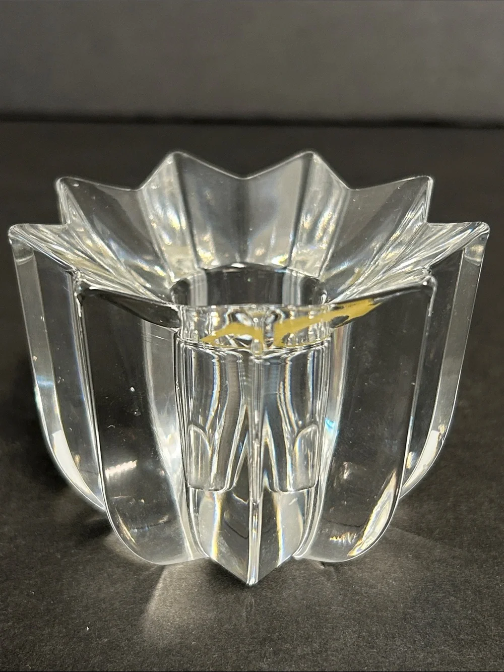 Mikasa Vintage Set of 2 Lead Crystal Glass Taper Candle Holders Retired “Comet”